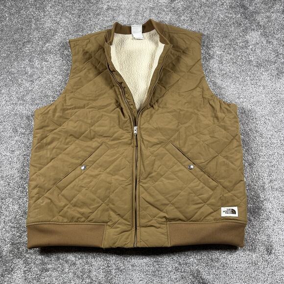 North Face Vest Mens Extra Large Cuchillo Insulated Sherpa Lined Canvas Quilted - Picture 1 of 12